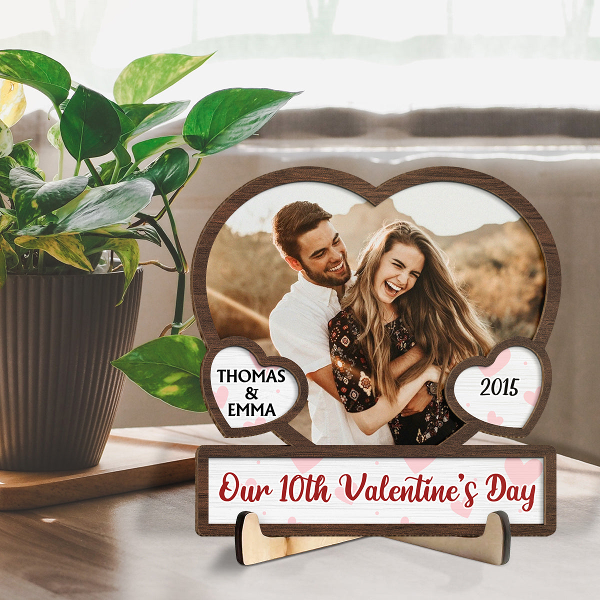 Our Valentine's Day Photo - Personalized Wooden Plaque - Valentine's Day Gift For Couple, Anniversary Gift