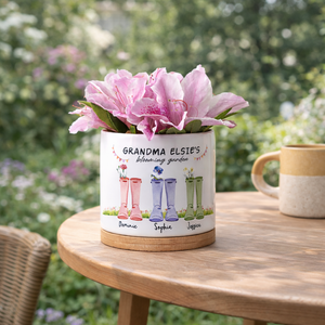 Birthday Gift for Mom, Custom Mom Flower Pot, Gifts from Daughter, Kids, Grandmas Garden, Birth Flower Mom Gifts Personalized Flower Pot