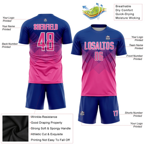 Custom Royal Pink-White Sublimation Soccer Uniform Jersey