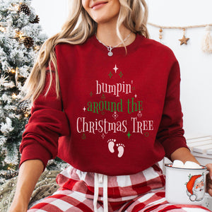 Bumpin Around the Christmas Tree Shirt, Christmas Pregnancy Reveal Sweatshirt, Xmas Maternity Shirt, Holiday Pregnancy Announcement Crewneck