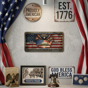Personalized USA Flag Cut Metal Sign, 250th Anniversary Patriotic Decor, Patriotic Gift For Family