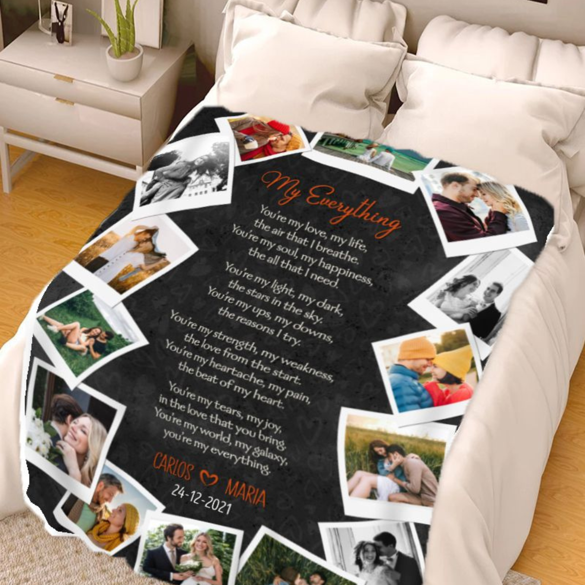 You're My Love, My Life, My Everything - Personalized Blanket - Gift For Girlfriend, Anniversary Gift, Valentine's Day Gift
