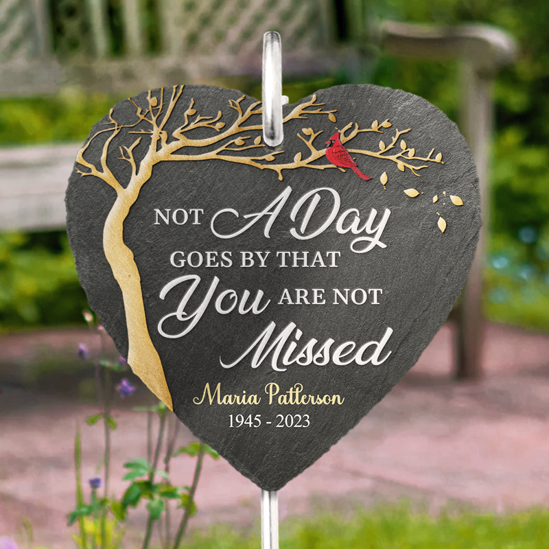 Not A Day Goes By That You Are Not Missed Red Cardinal - Personalized Garden Stake - Memorial Gift