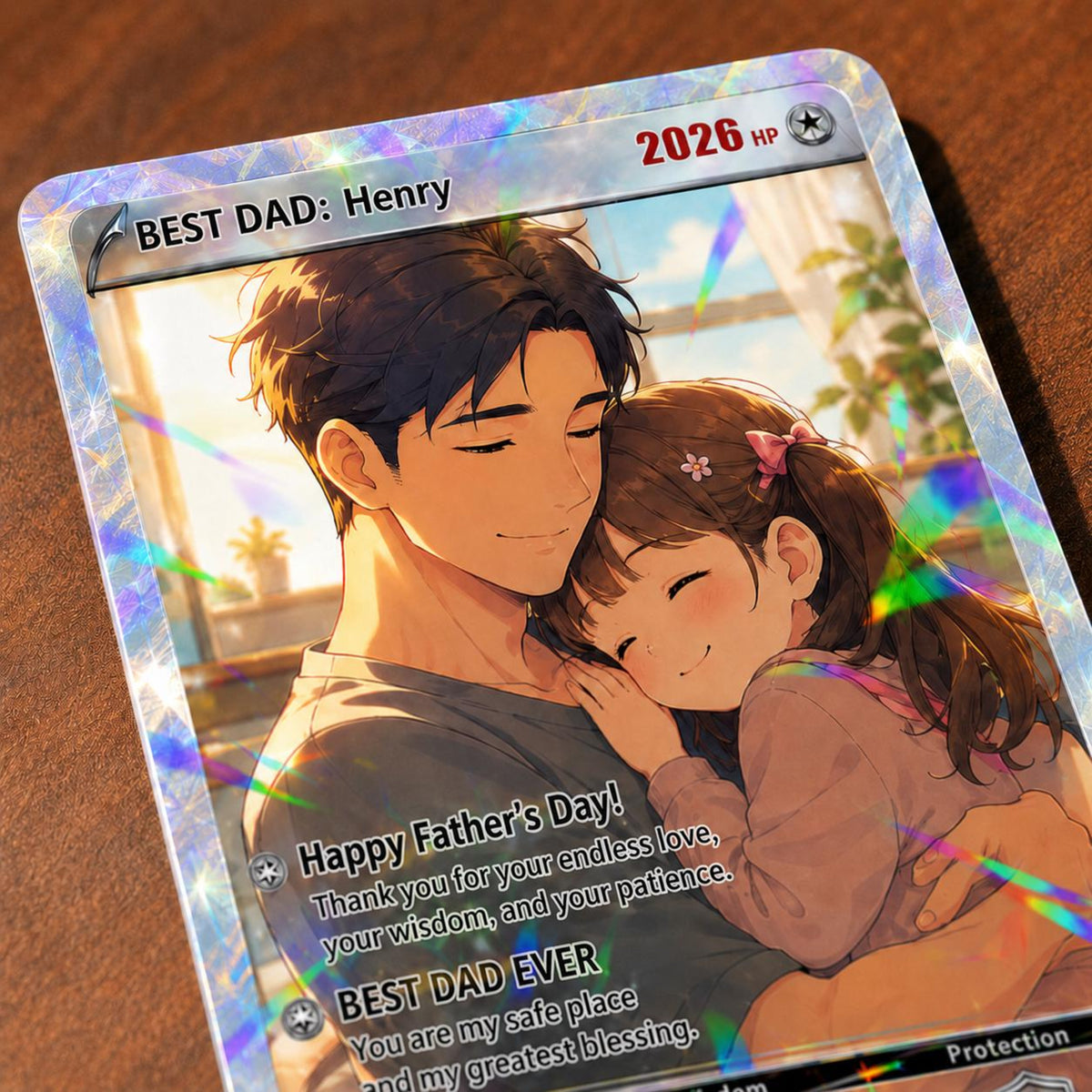 Custom Father's Day Gamer Dad Card, Personalized Photo Trading Keepsake Gift for Dad, Gift From Kids For Father