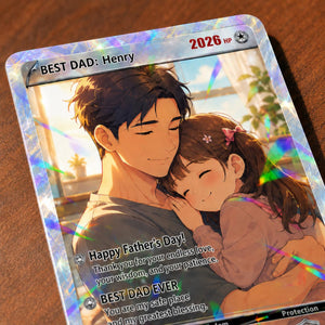Custom Father's Day Gamer Dad Card, Personalized Photo Trading Keepsake Gift for Dad, Gift From Kids For Father