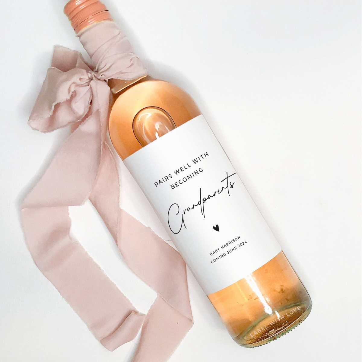 Pregnancy Announcement New Grandparent Gift, Pregnancy Reveal Champagne Label for Baby Reveal