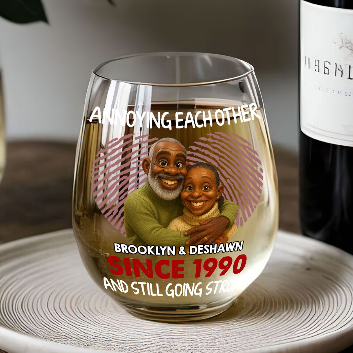Annoying Each Other And Still Going Strong - Personalized Wine Glass - Anniversary Gift, Valentine's Day Gift For Couple