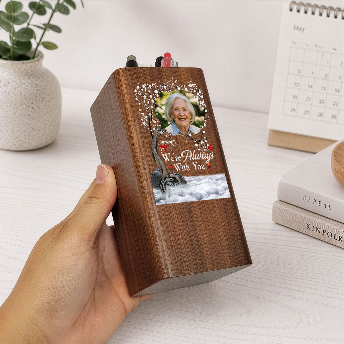 Memorial Gift I'm Always With You - Personalized Pen Holder With Clock