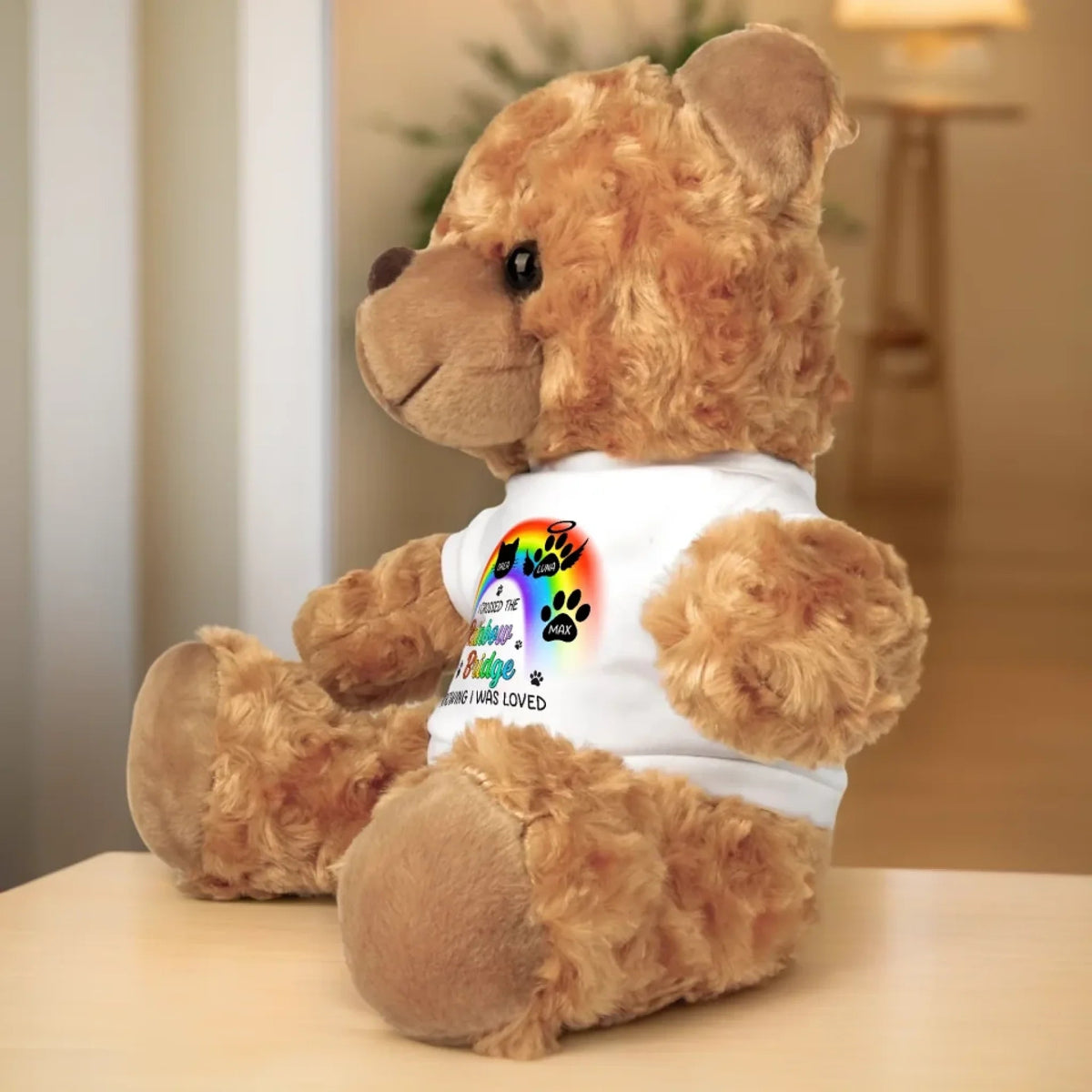A Piece Of My Heart Is At The Rainbow Bridge - Personalized Teddy Bear Plush - Sympathy Gift For Pet Owners, Pet Lovers