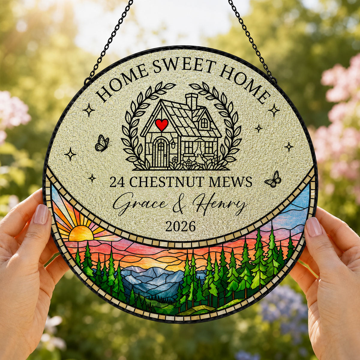 Home Sweet Home - Personalized Window Hanging Suncatcher