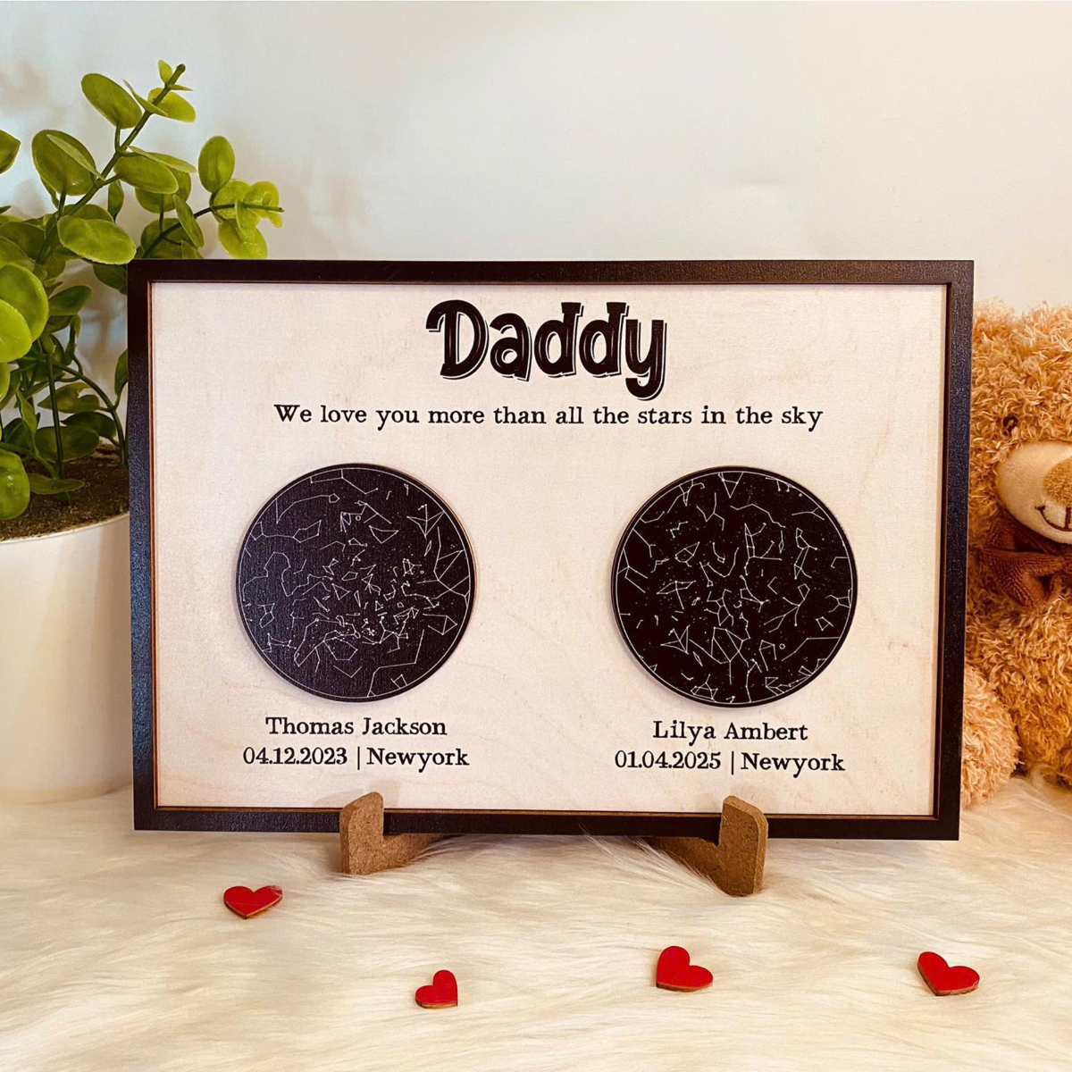 Dad Star Map Wooden Sign, Custom Gift For Dad From Daughter Son, Night Sky Star Map By Date , Fathers day Gift, Gift for Mom