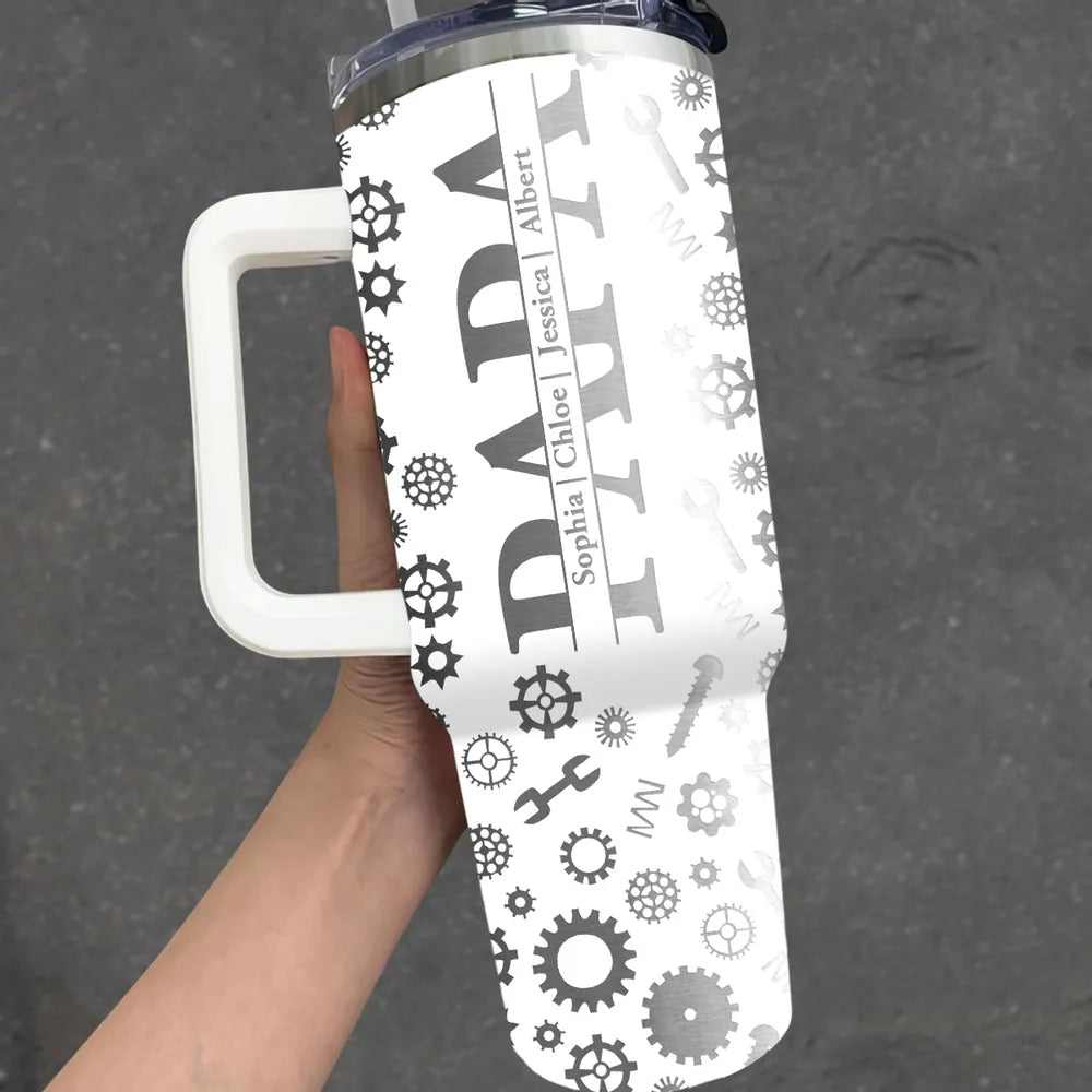 Dad Built With Love - Personalized 40oz Stainless Steel Tumbler - Gift For Dad, Father's Day Gift