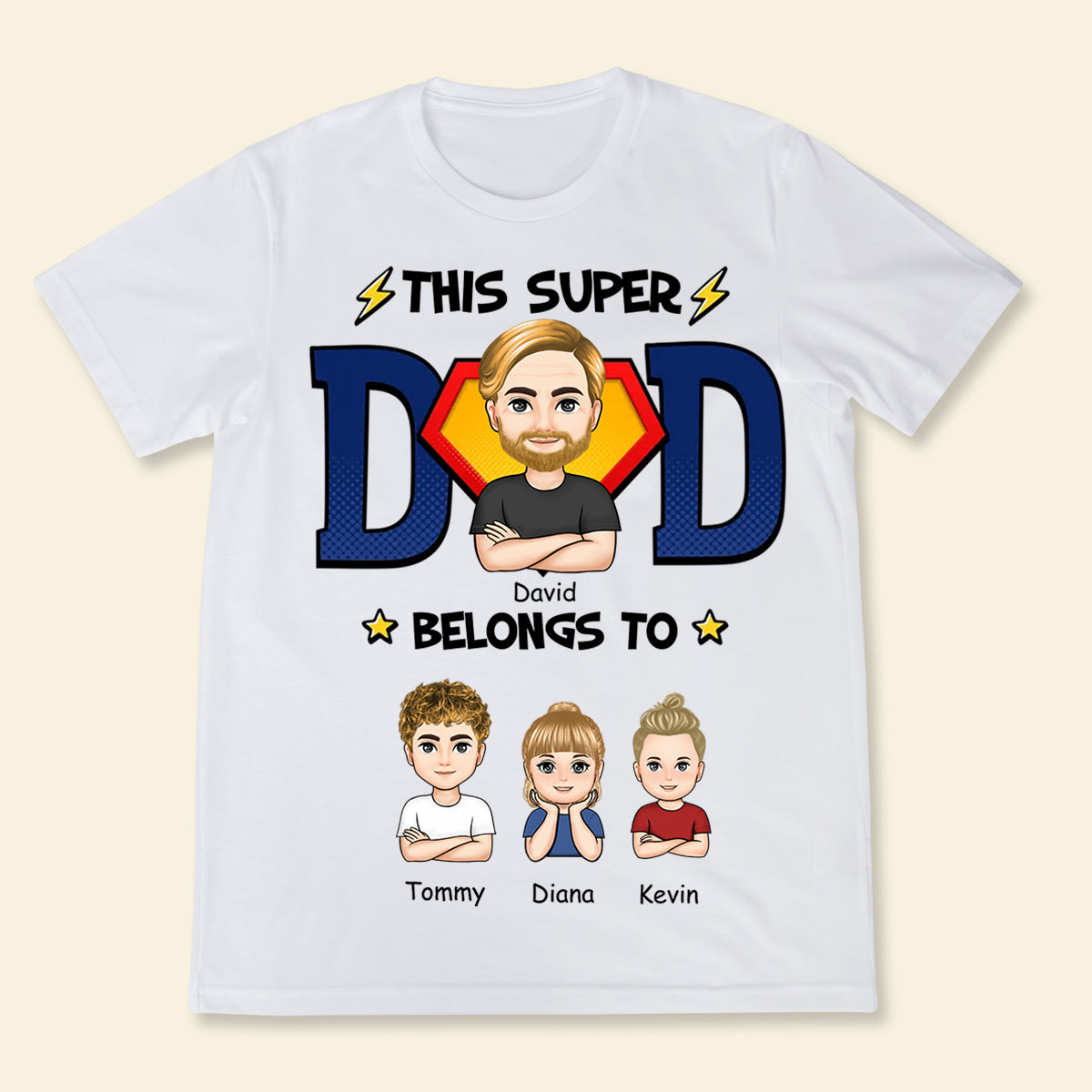 This Super Dad Belongs To Kids - Personalized Apparel - Gift For Father, Father's Day