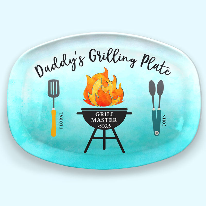 Daddy Grill Master - Personalized Dad Platter - Father's Day, Birthday Gift For Dad, Grandpa