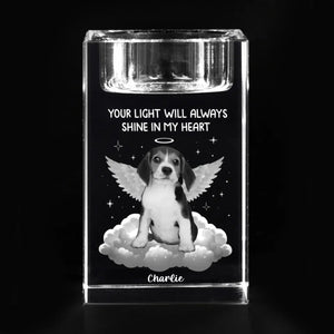 I'm Always Near Custom Pet Photo - Personalized Crystal Candle Holder - Pet Memorial