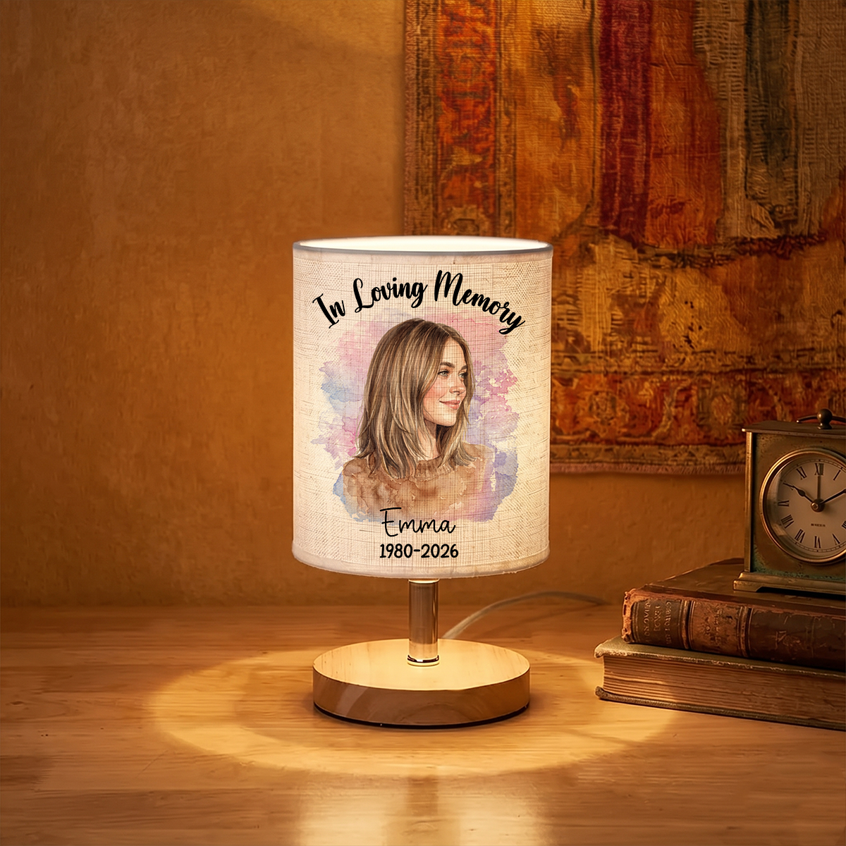 Custom Photo Realistic Watercolor Art Personalized Fabric Lamp