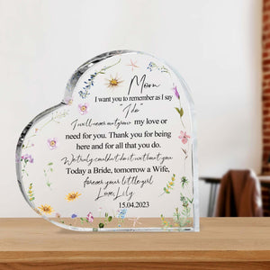 Mom Forever Your Little Girl - Personalized Acrylic Plaque - Gift For Mother Of The Bride On Wedding Day