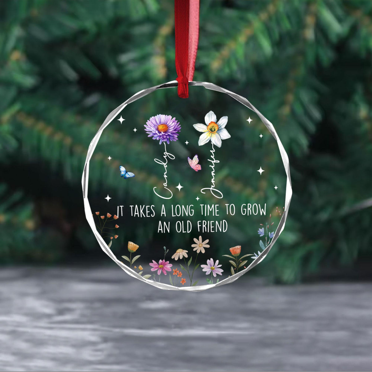 Best Friends Christmas Ornament, It Takes A Long Time To Grow An Old Friend, Soul Sisters Christmas Keepsake, Friendship Ornament, Besties