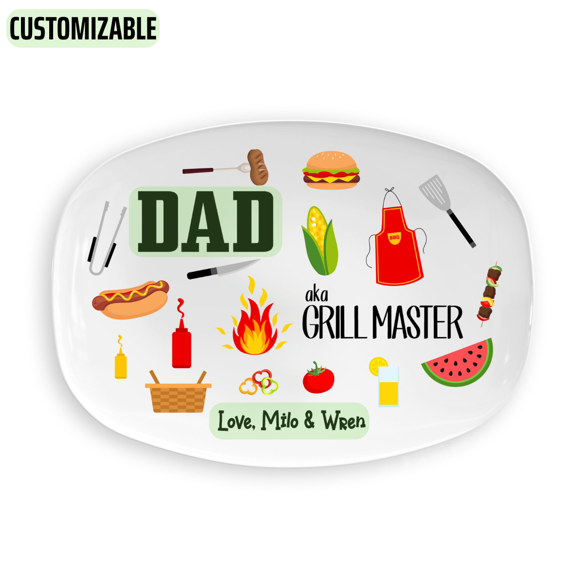 Dad a.k.a Grilling Master - Personalized Platter - Gift For Dad, Grandpa, Father's Day