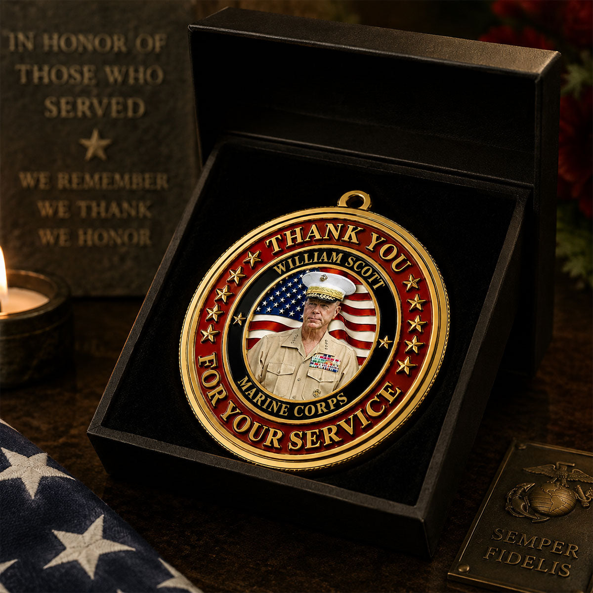 Family Pride America 250 with Picture  - Real 3D Raised Ornament