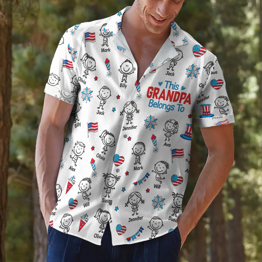 American Daddy Papa - Personalized Hawaiian Shirt - Summer Gift, Shirt For Dad, Grandpa, 4th Of July Shirt