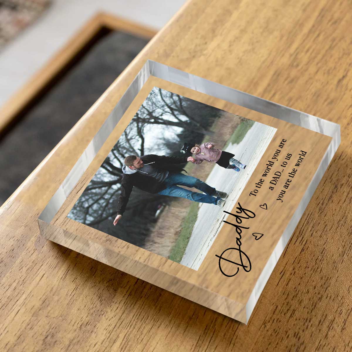 Daddy To Us You Are The World - Personalized Picture Acrylic Block - Fathers Day Gift For Daddy, Dad Plaque From Kids, Custom Photo Keepsake Gift For Dad