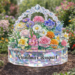 Mom Grandma's Bouquet Custom Birth Month Flowers - Personalized Shape Acrylic Block - Gift For Mom, Grandma, Mother's Day Gift