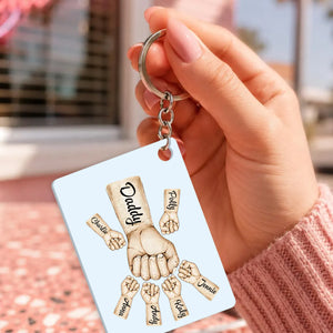 Daddy's Team Fist Bump Personalized Acrylic Keychain