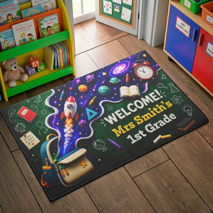Out Of This World Adventure Welcome To Classroom - Personalized Doormat - Back To School Gift For Teacher, Classroom Decor