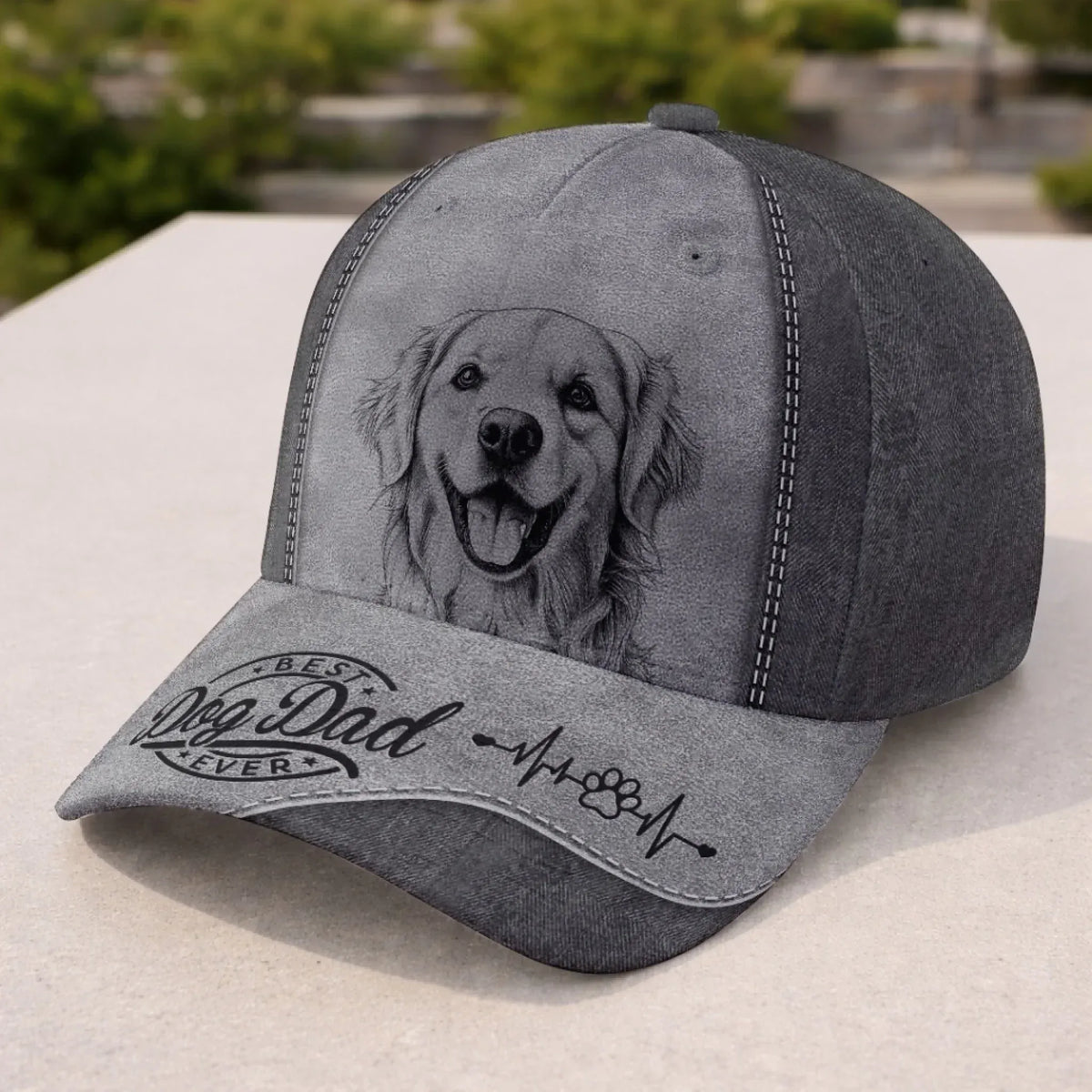 Pencil Sketch Photo Cap - Personalized Father's Day Birthday Gifts For Dog Cat Lovers
