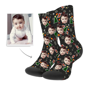 Custom Baby Face Christmas Tree & Stockings - Personalized Socks - Christmas Gifts for Baby