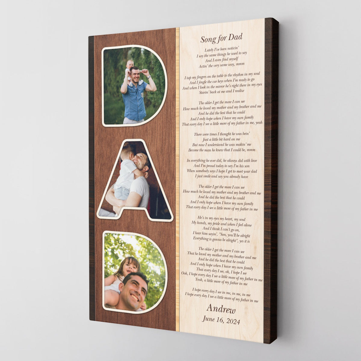 Dad Letter Custom Photo - Personalized Canvas - Gift For Father, Birthday, Father's Day Gift