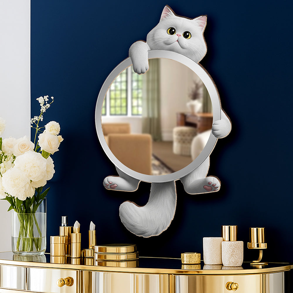 Cute Cat Mirror - Personalized Gifts For Cat Lovers Birthday Girt For Cat Mom, Cat Dad , Home Decor Gift Housewarming Gift