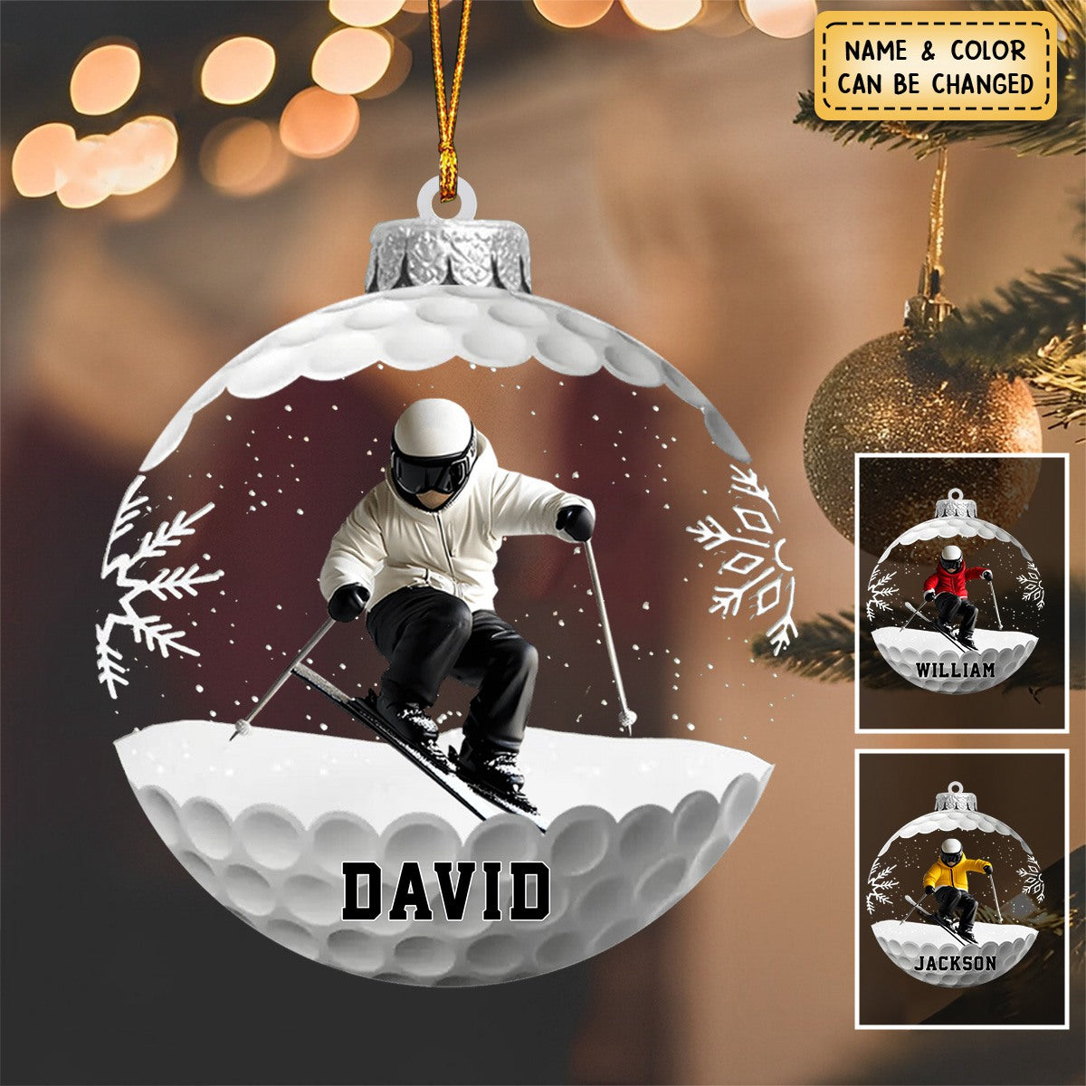 Personalized Custom For The Love Of Skiing Shaped Ornament Christmas Gift For Skiing Lovers, Sport Players