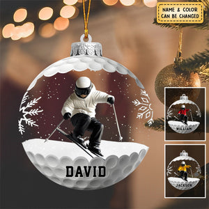 Personalized Custom For The Love Of Skiing Shaped Ornament Christmas Gift For Skiing Lovers, Sport Players