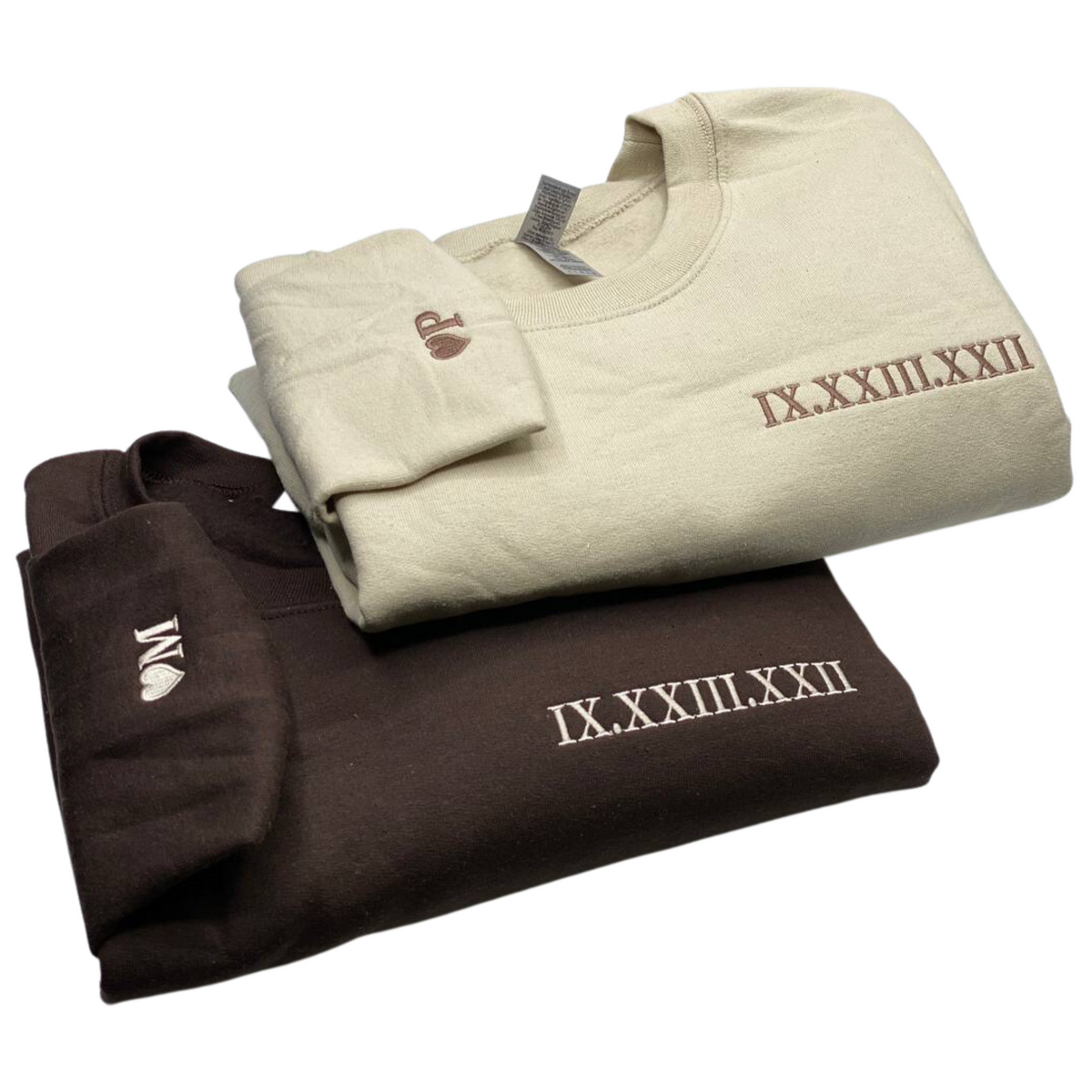 Personalized Roman Numeral Date and Initial Perfect for Couple's Anniversary Embroidered Shirt