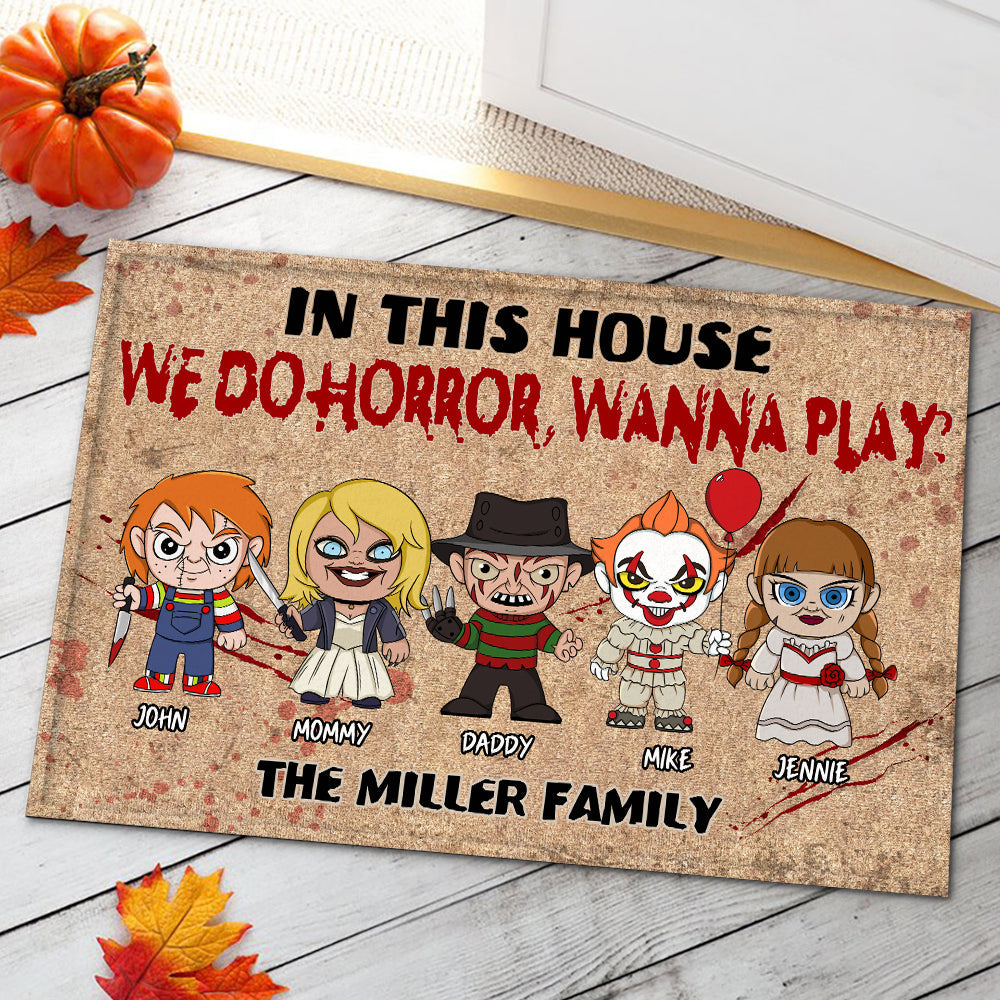 In This House, We Do Horror, Gift For Family, Personalized Doormat, Horror Movie Family Doormat, Halloween Gift