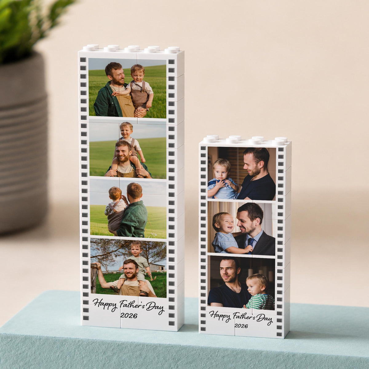 Father's Day Custom Photo Building Blocks: Father's Day Gift from Kids, Dad Photo Polaroid Photo Strip Gift, New Dad Gift