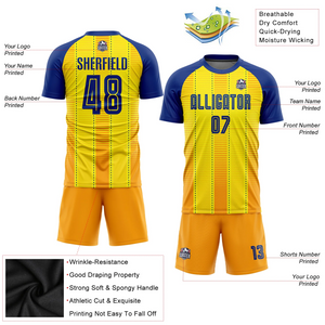 Custom Gold Royal-Orange Sublimation Soccer Uniform Jersey