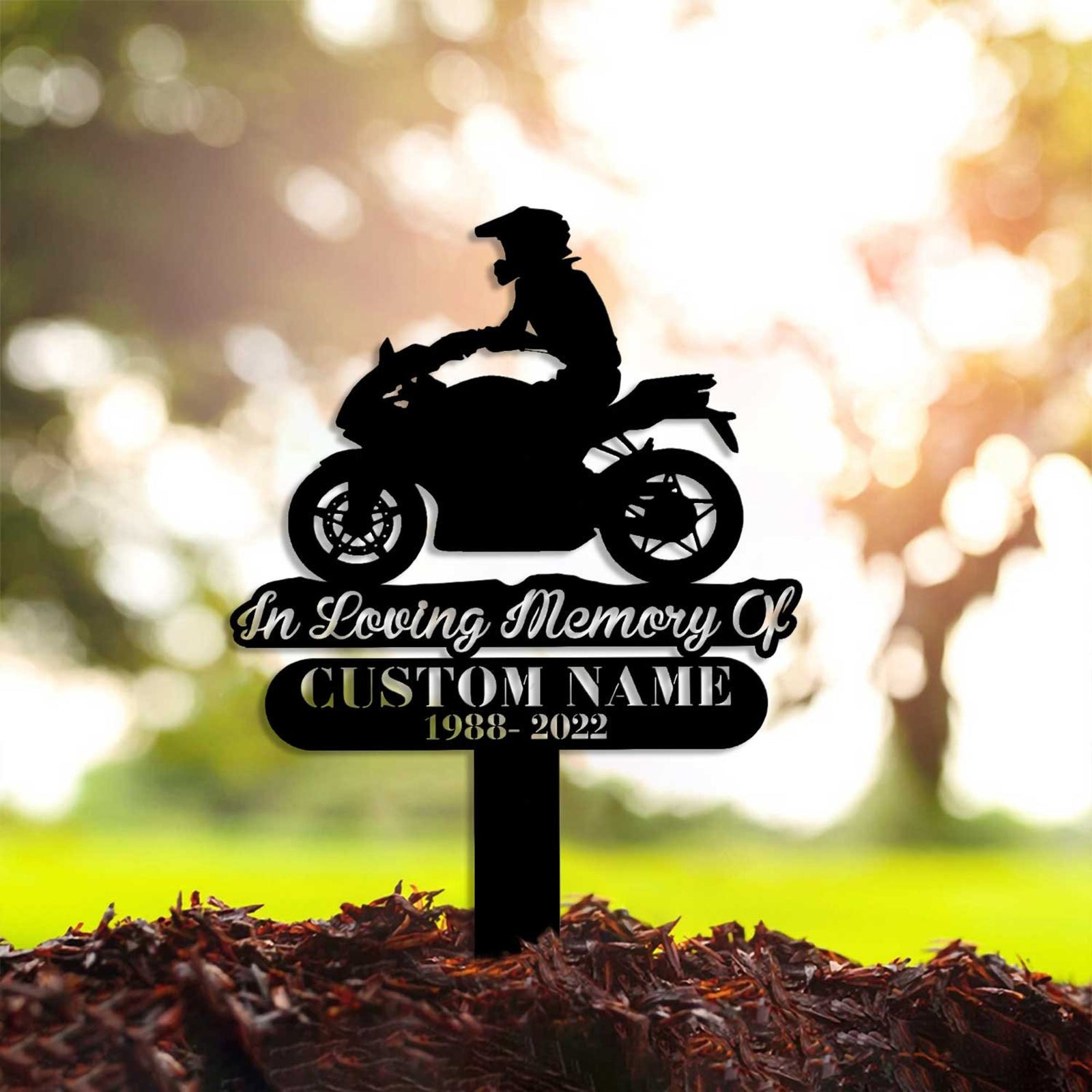 Personalized Biker Motocycle rider Memorial Stake, Metal Stake, Sympathy Sign, Grave Marker, Remembrance Stake, Biker Loss, Biker Sign Gift