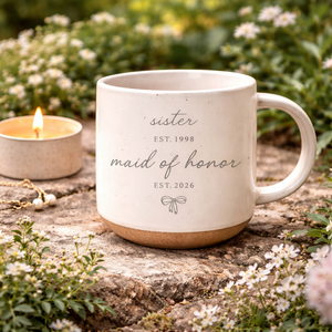 Personalized Bridesmaid Engraved Mug, Maid of Honor Gift, Wedding for Sister, MOH Pottery Mug, Bridesmaid Favors, Engagement Proposal Gift