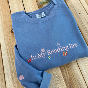 Embroidered In My Reading Era Crewneck Sweatshirt, Comfort Colors Sweatshirt, In My Reading Era Embroidery, Bookworm, Book Lover Gift