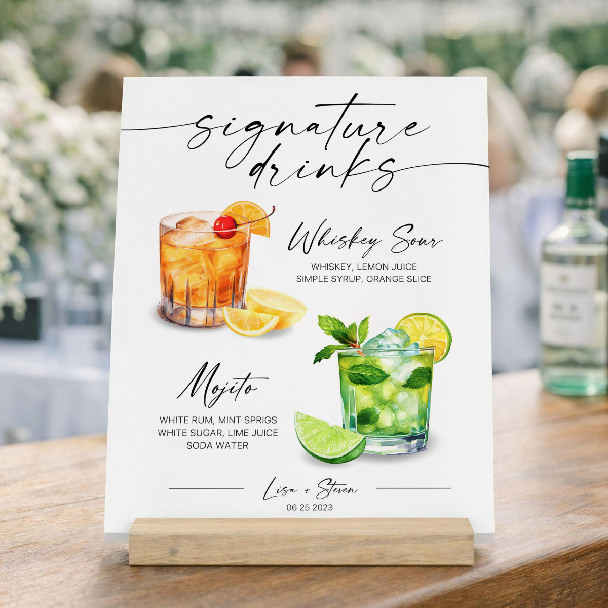 His & Hers Signature Drink, Wedding Sign Bar Menu, Couples Cocktail Drink Sign, Wedding Signature Drink Sign Bar Sign