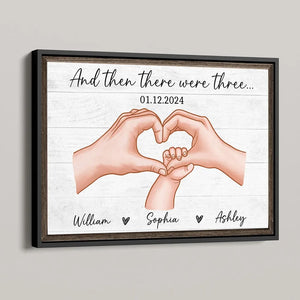 Family Of Three Personalized Poster Canvas, Heartfelt Gift For New Mom, New Dad, New Parents