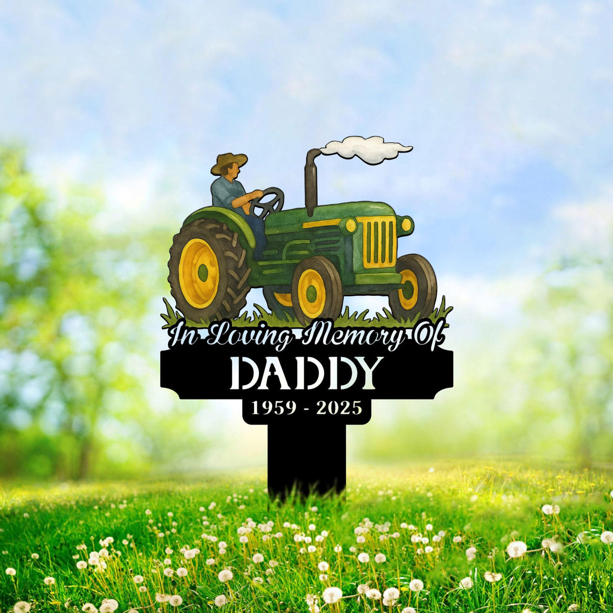 Personalized Farmer Tractor Metal Stake, Custom Tractor Memorial Sign, Farmer Memorial, Dad Loss, Tractor Metal Stake, Fathers Day Gift