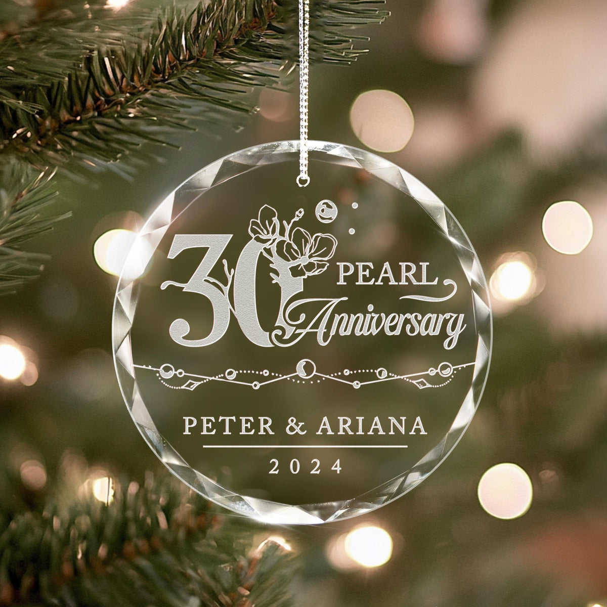 Custom Pearl Wedding Anniversary Gift, 30th Anniversary Ornament, 30 Year Anniversary Ornament, Thirty Year Christmas Gift for Husband