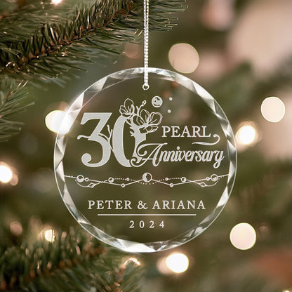Custom Pearl Wedding Anniversary Gift, 30th Anniversary Ornament, 30 Year Anniversary Ornament, Thirty Year Christmas Gift for Husband