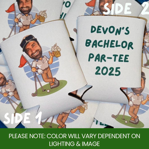 Personalized Face Golf Bachelor Birthday Party Can Cooler, Par-Tee Favor Accessories