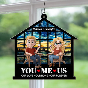 Our Love Our Home Our Forever - Personalized Suncatcher Ornament - Anniversary Gift, Valentine's Day Gift For Couple