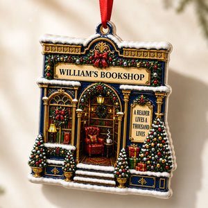 A Reader Lives a Thousand Lives Christmas Bookshop Ornament- Real 3D Raised Ornament